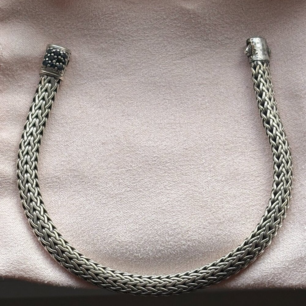 John Hardy silver icon woven bracelet with black sapphires